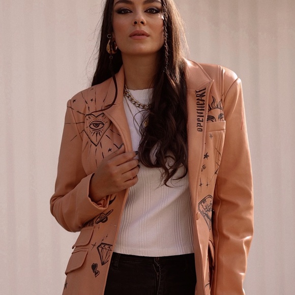 Customized vegan leather jacket with unique one if a kind design. - Picture 2 of 2